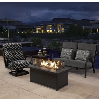 OW Lee Aris Love Seat Patio Fire Table Set - OW-ARIS-SET2