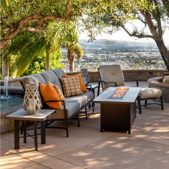 OW Lee aluminum ottoman with deep seating cushion
