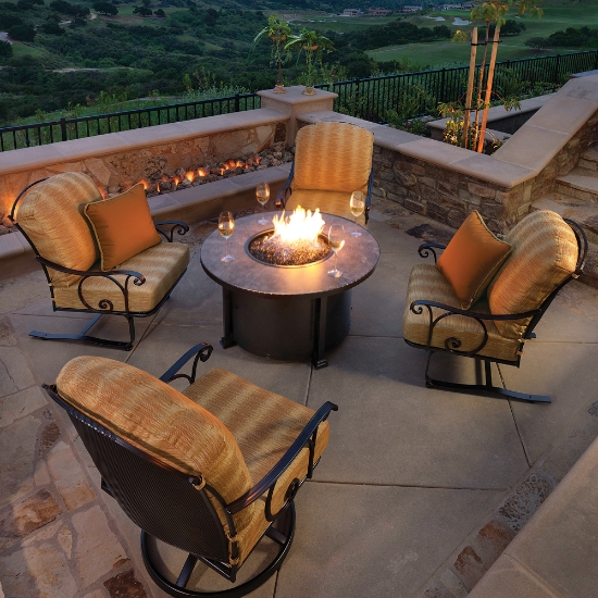 OW Lee Wrought Iron Santorini Fire Pit Table with Silana Collection