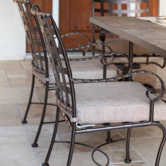 OW Lee Classico Swivel Rocker Dining Arm Chairs detail