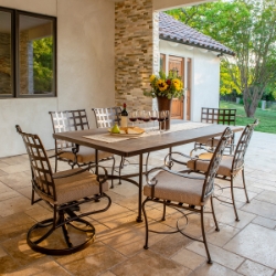 OW Lee Classico Traditional Wrought Iron Dining Set for 6 - OW-CLASSICO-SET10