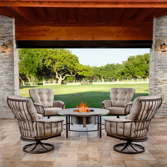 Compass 54" Round Compass Steel Fire Pit set