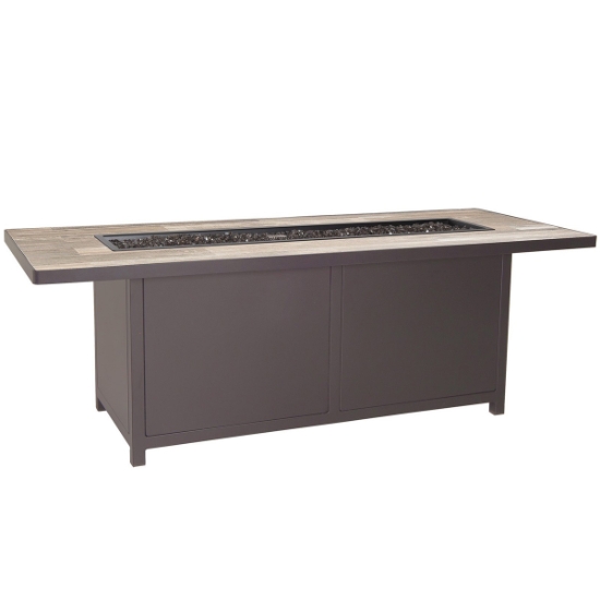 OW Lee Elba 28" x 72" Rectangle Chat Aluminum Fire Pit - 5122-2872C