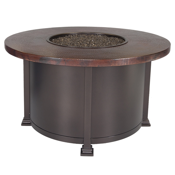 OW Lee 42" Round Chat Hammered Copper Fire Pit Table - 5130-42RDC