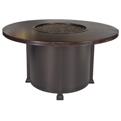 OW Lee 54" Round Dining Height Hammered Copper Fire Pit Table - 5130-54RDD