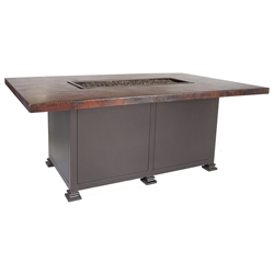OW Lee 36" x 58" Chat Hammered Copper Fire Pit Table - 5130-3658C