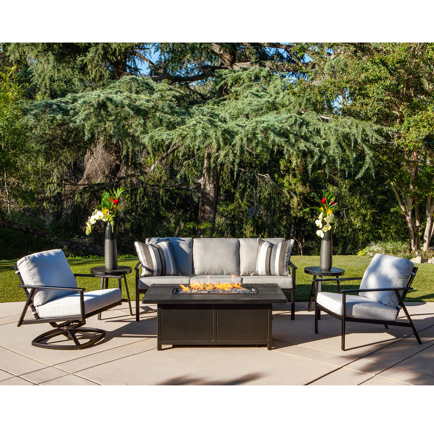 OW Lee Marin Sofa and Lounge Chair Fire Pit Set - OW-MARIN-SET7