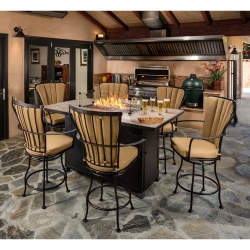OW Lee Monterra Fire Table Set with Counter Stools
