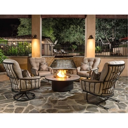 OW Lee Monterra Lounge Chair Set with Occasional Fire Pit Table