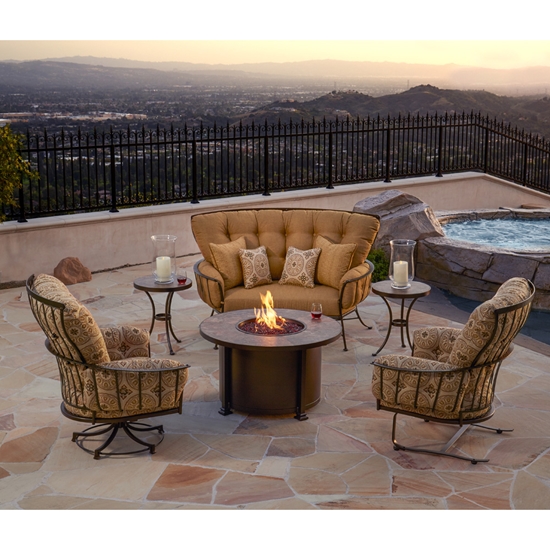 Santorini 36" Round Chat Height Fire Pit Table - 5110-36RDC