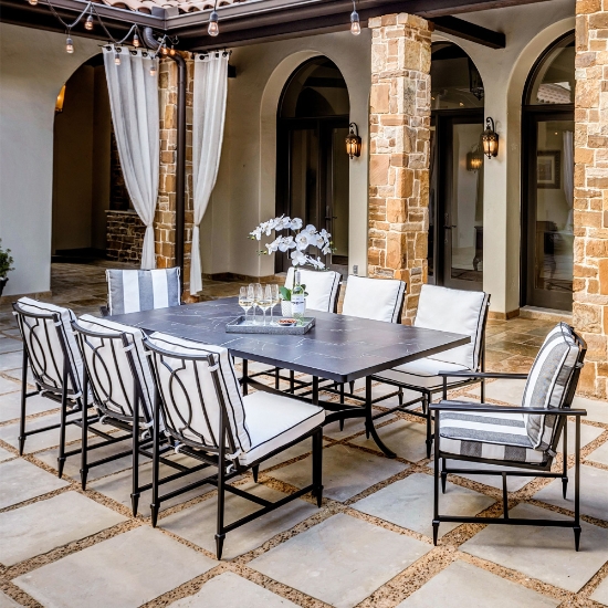 72" x 42" Rectangle Dining Table with Standard Aluminum Base set