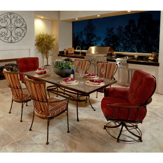 42" Square Dining Table with Standard Wrought Iron Base set