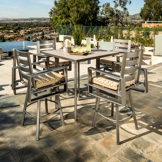 42" Round Counter Height Table with Modern Aluminum Base set