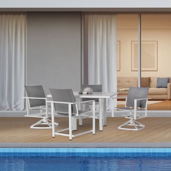42" Square Dining Table with Modern Aluminum Base set