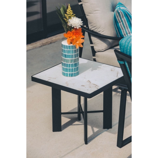 24" Square Side Table with Modern Aluminum Base set