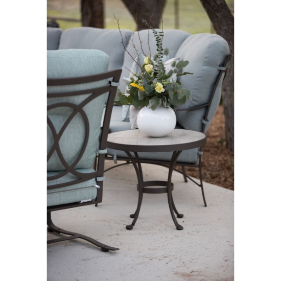 24" Round Side Table with Standard Wrought Iron  Base set