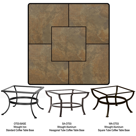 42" Square Porcelain Tile Top Coffee Table - P4242SQ-XX-OT03