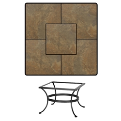 OW Lee 36 inch Square Porcelain Tile Top Chat-Height Table - P-3636SQ-LT03-BASE
