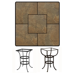 OW Lee 36 inch Square Porcelain Tile Top Bar Table - P3636SQ-BT03