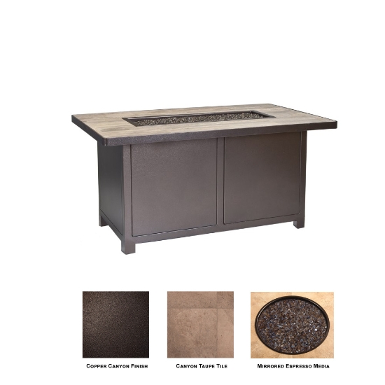 OW Lee Quick Ship Capri 50" x 30" Chat Fire Table - Copper Canyon with Canyon Taupe - QS-5112-3050C-SP40-CTP