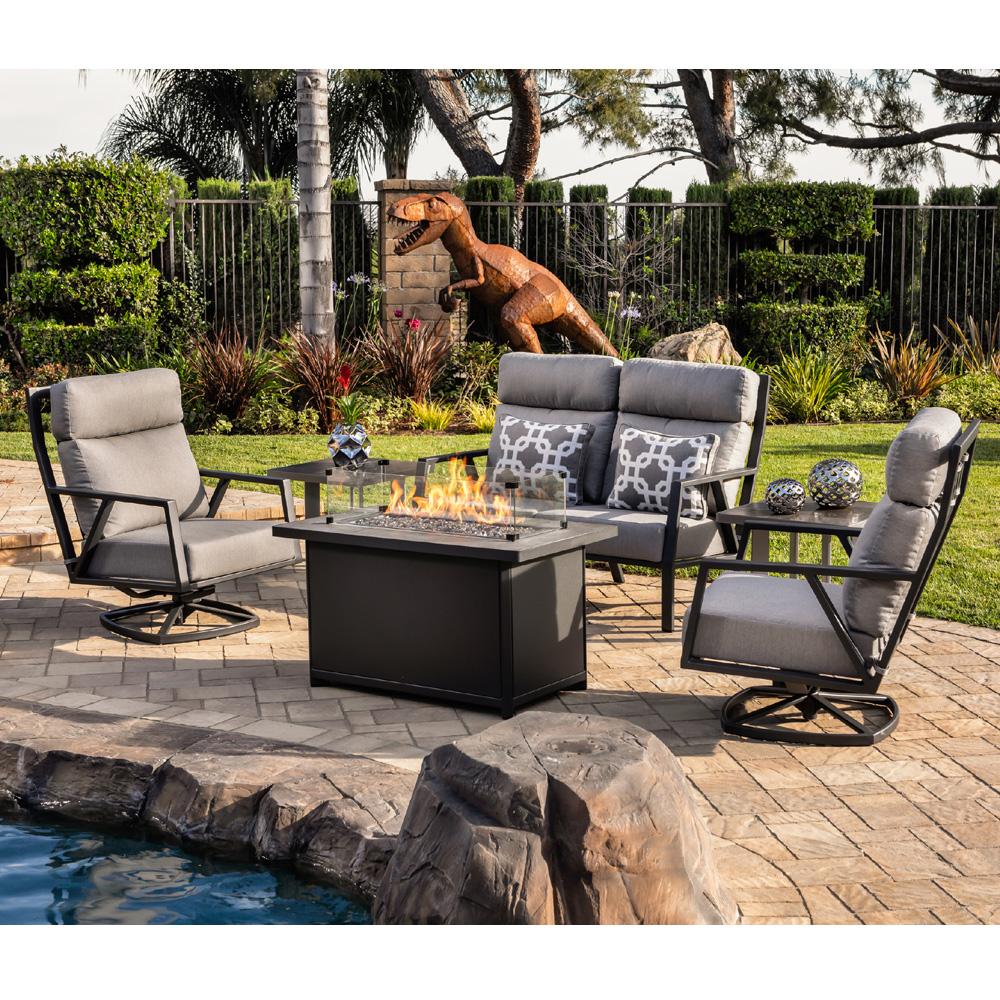 Quick Ship Capri 50" x 30" Chat Fire Table - Graphite with Summit Grey - QS-5112-3050C-SP21-SG