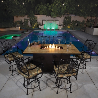 OW Lee San Cristobal Counter Height Patio Fire Set for 6 - OW-SANCRISTOBAL-SET5