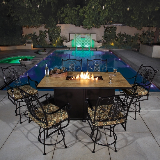OW Lee San Cristobal Counter Height Patio Fire Set for 6 - OW-SANCRISTOBAL-SET5