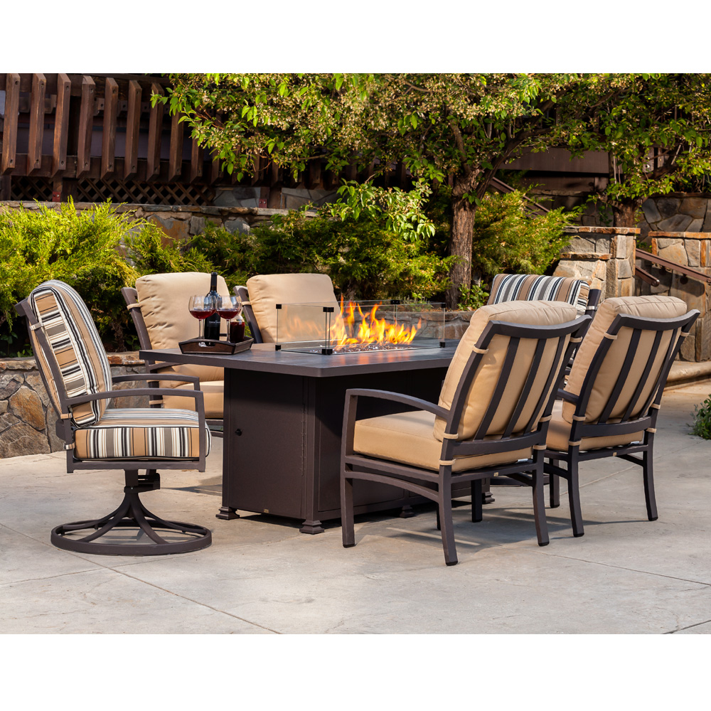 Ow Lee Sol Dining Set With Santorini Fire Pit Table Ow Sol Set5