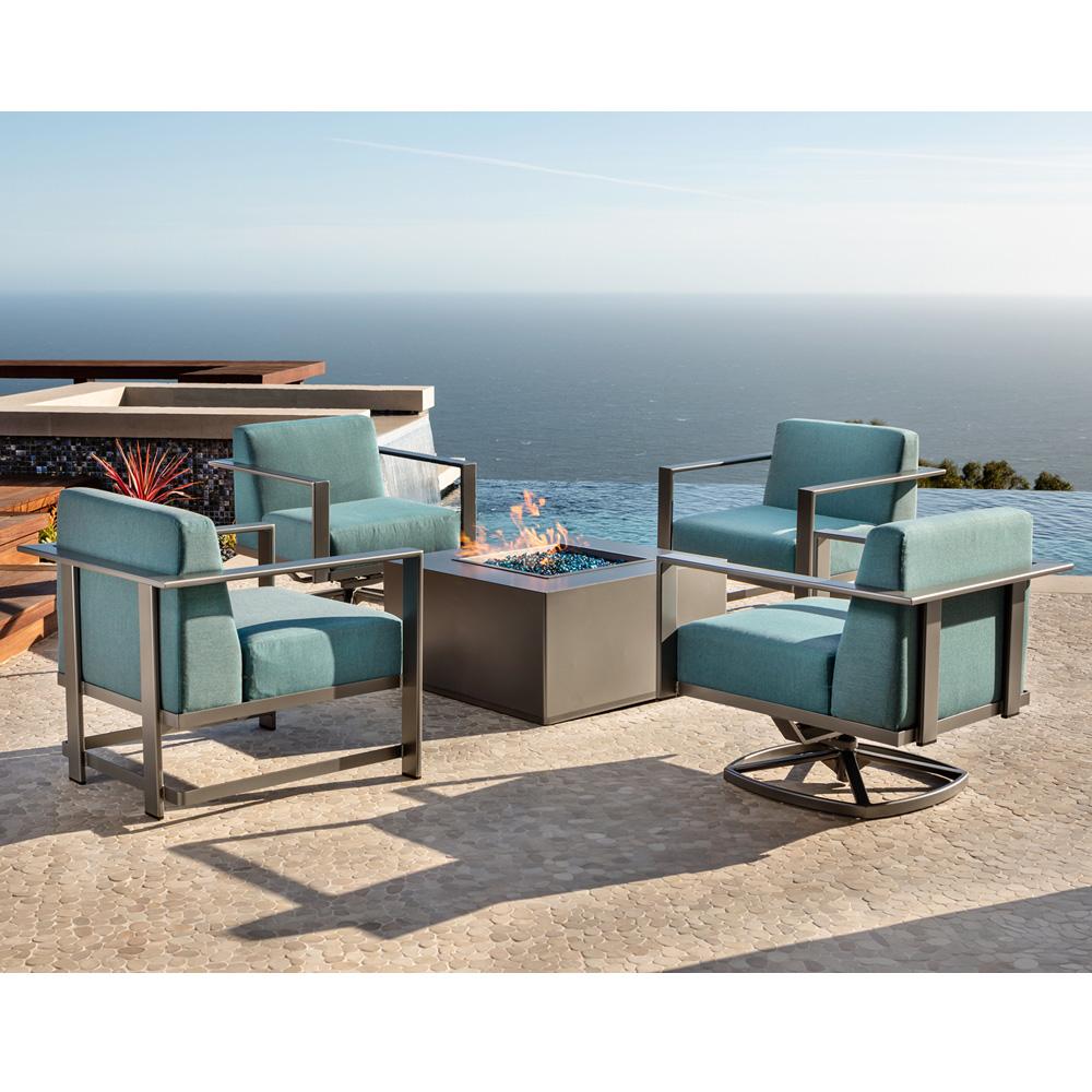OW Lee Studio Lounge Chair Patio Set with Square Fire Table | OW-STUDIO