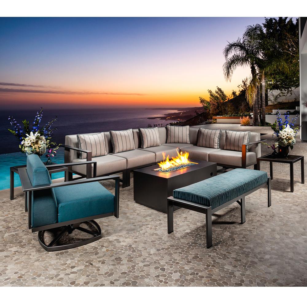 OW Lee Studio Patio Sectional Set with Fire Table