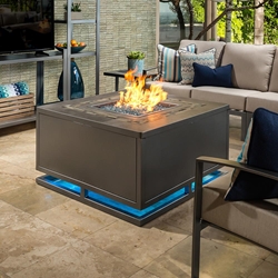 OW Lee Zen 42" Square Chat Height Iron Fire Pit Table with LED Lights - 5137-42SQC