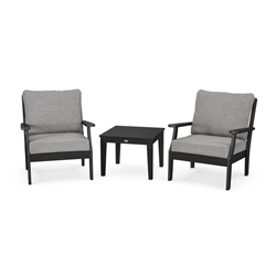 PolyWood Braxton Deep Seating Lounge Chair and Side Table Set - PWS495-2