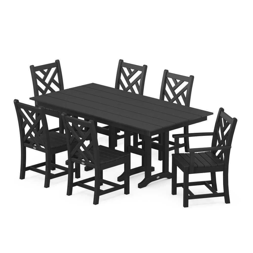 PolyWood Chippendale Outdoor Dining Set with Farmhouse Table - PWS627-1