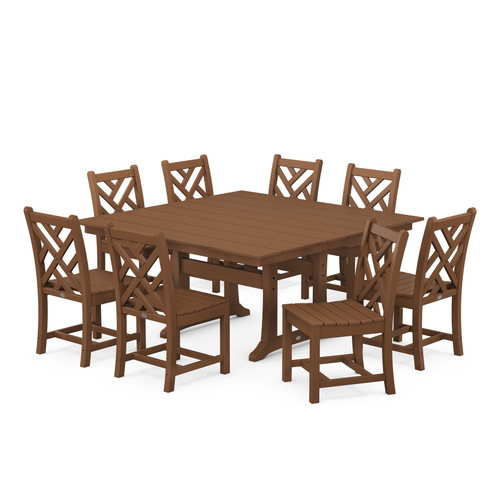 Polywood Chippendale Large Dining Set with Farmhouse Trestle Table for 8 - PWS663-1