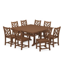 Polywood Chippendale Large Dining Set with Farmhouse Trestle Table for 8 - PWS663-1