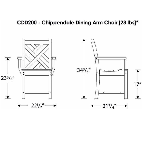 Chippendale Dining Set with Arm Chairs and Farmhouse Trestle Table - PWS641-1