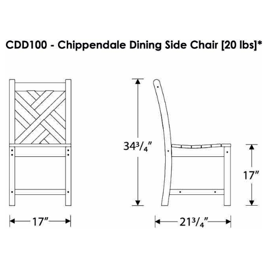 Chippendale Round Dining with 4 Armless Chairs - PWS650-1