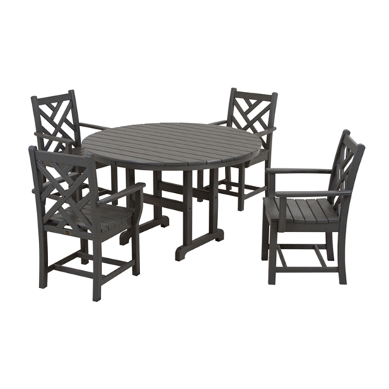 Polywood Chippendale Patio Dining Set with Arm Chairs - PWS122-1