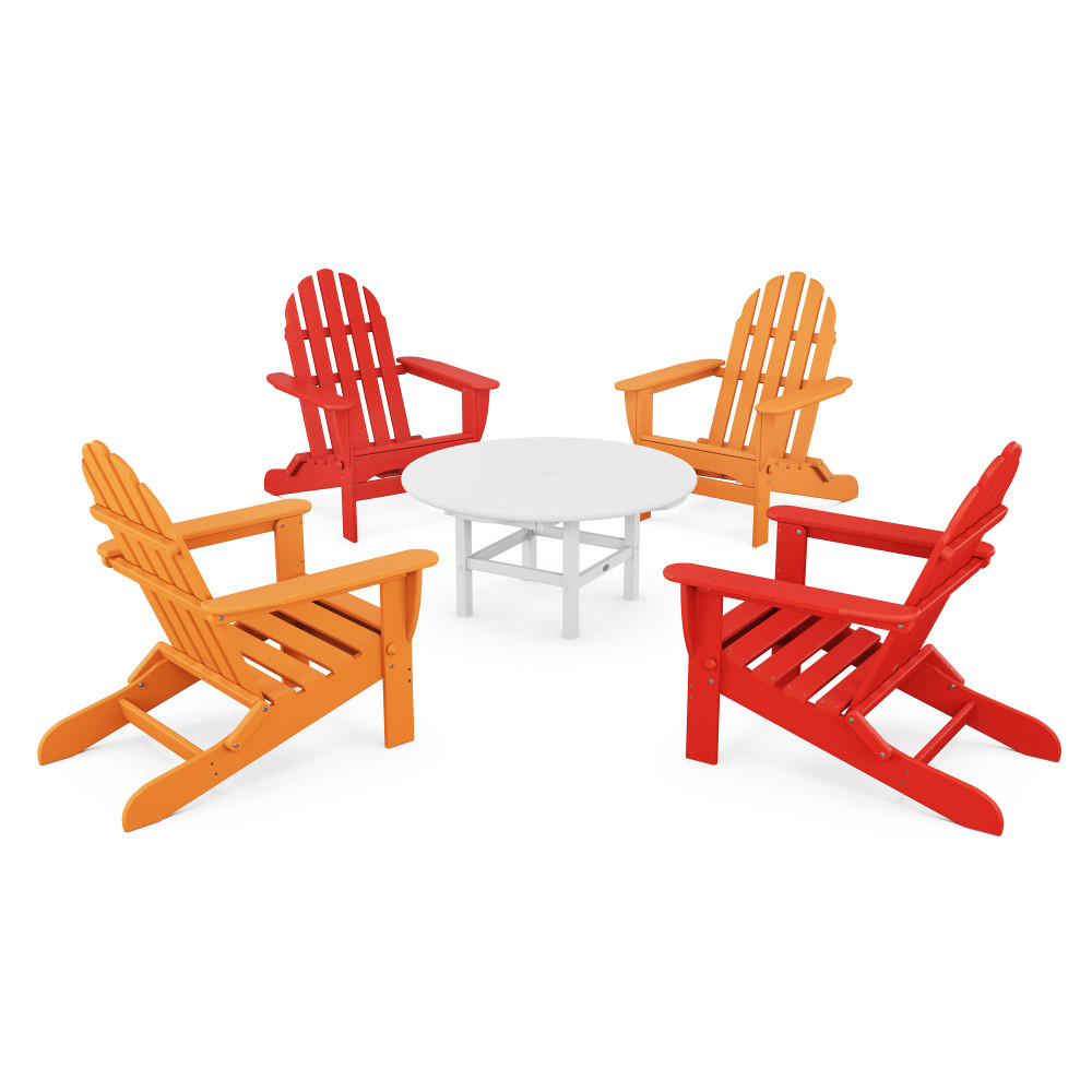2 Sunset Red + 2 Tangerine Chairs with White Table