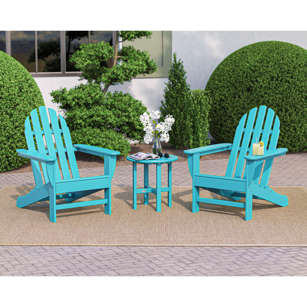 PolyWood Classic Adirondack Patio Set with 2 chairs and side table - PWS417-1