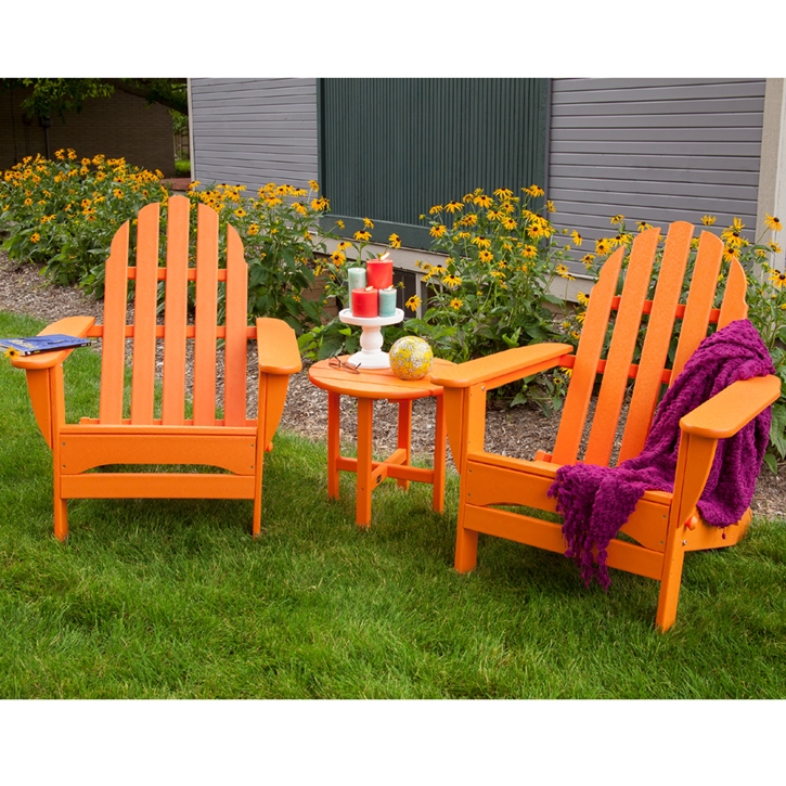 PolyWood Classic Adirondack 3 Piece Folding Chair Set - PW-ADIRONDACK-SET5