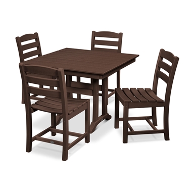 PolyWood La Casa Cafe Dining Set with Armless Chairs and Square Farmhouse Table for 4 - PWS438-1