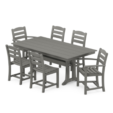 PolyWood La Casa Cafe Dining Set with Farmhouse Trestle Table - PWS630-1