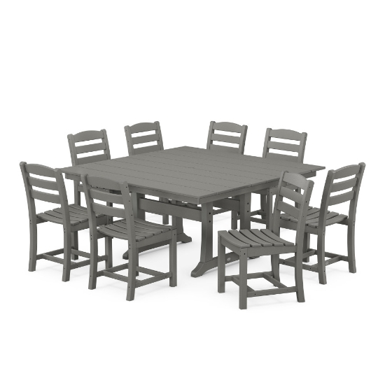 PolyWood La Casa Cafe Large Dining Set with Farmhouse Trestle Table - PWS662-1