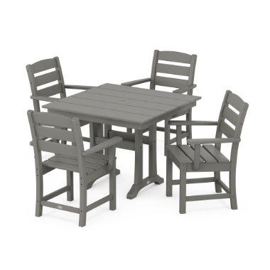 PolyWood Lakeside Dining Set with Farmhouse Trestle 37" Square Table - PWS638-1