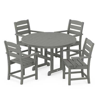 PolyWood Lakeside Round Dining Set for 4 with Arm Chairs - PWS648-1