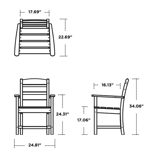 Lakeside Dining Arm Chair dimensions