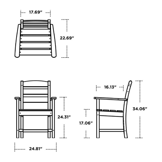 Lakeside Dining Arm Chair dimensions