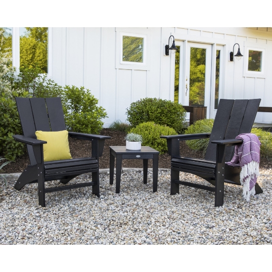 PolyWood Modern Curveback Adirondack Patio Set - PWS420-1