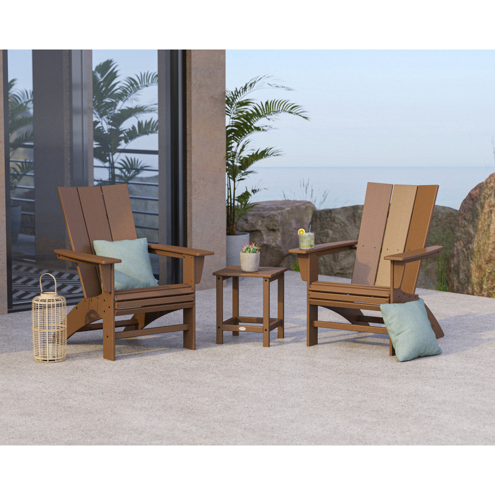 PolyWood Modern Curveback Adirondack Chair and Side Table Set - PWS702-1